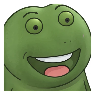 Make the green happy emoji face wink, keep the style and no background. sticker