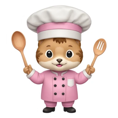 animal with pink chef costume sticker