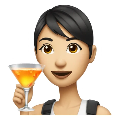 Pretty Asian cool drinking martini sticker