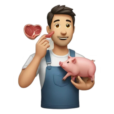 A man eating a Pig heart sticker