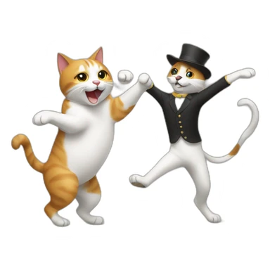 Dancing cat with dog sticker