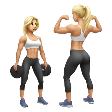 Muscular white girl doing squats at gym sticker