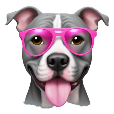 A grey pitbull with pink sunglasses sticker