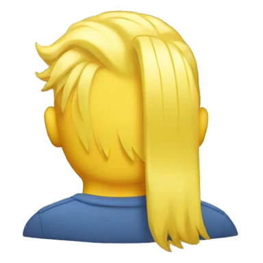 Back of a yellow mans head with yellow hair sticker