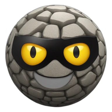 3d sphere with a cartoon saluting cobblestone Batman skin texture with rigid eyes sticker