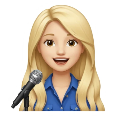 Singer Young woman – long blonde hair, around 20s,  singing into mic sticker
