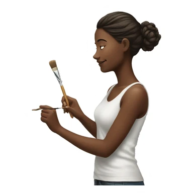 woman is painting sticker