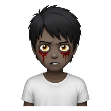 Boy, zombie, black hair, medium long, emo, shaggy, dark, spooky, white t shirt  sticker