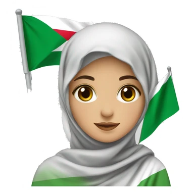 Algerian girl with hijab Palestine+ Algeria flags  sticker