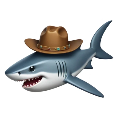 Shark with cowboy hat sticker
