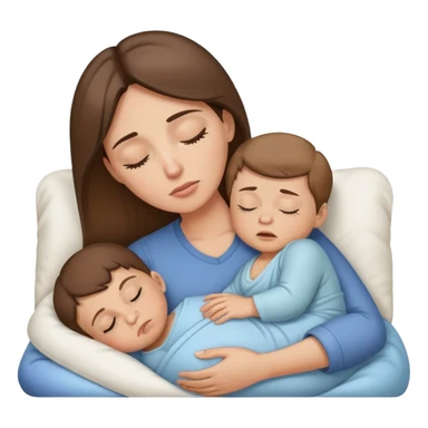 Light brunette tired mom forcing baby boy to go to sleep sticker