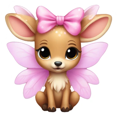 baby deer with fairy wings and a pink bow around its neck  sticker