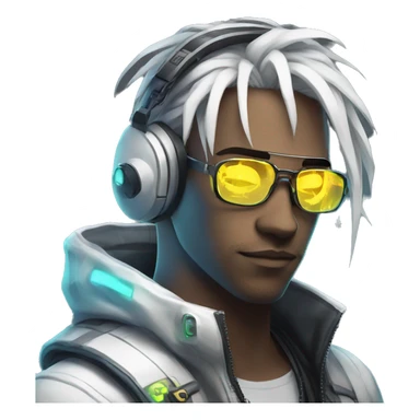 Anime gamer white guy cyberpunk neon  sticker