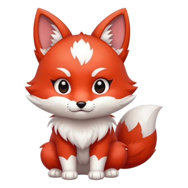 red white Chibi baby cute kitsune defensive  sticker