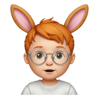 bunny ear wearing ginger small baby spectacled sticker