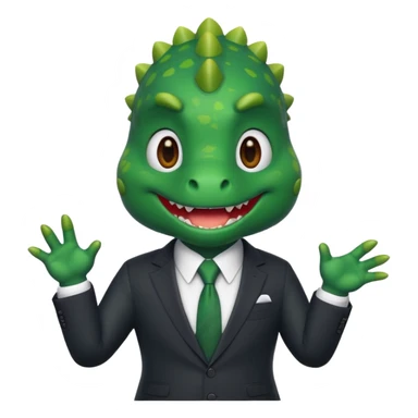 cute dinosaur (like the dinosaur memoji) in business suit sticker