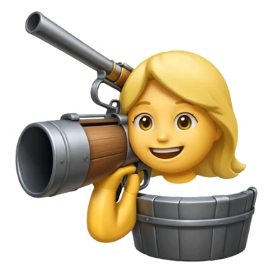 Create a smiling face emoji that’s sucking on the barrel of a shotgun sticker