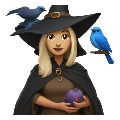 Witch and a bluebird  sticker