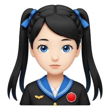 japanese schoolgirl with black twintails and blue eyes sticker