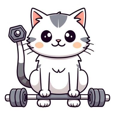 Cat lifting weights  sticker