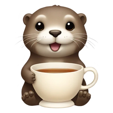Cute otter drinks tea sticker