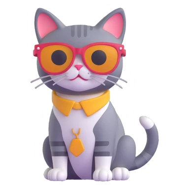 cat wearing sunglasses, simple, cute sticker