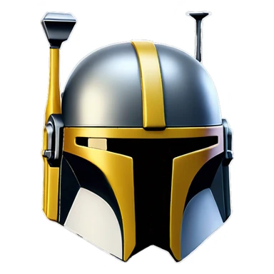Mandalorian helmet black and yellow with antenna sticker