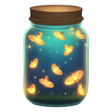 glowing jar filled with glowing fire flies studio ghibli style  sticker