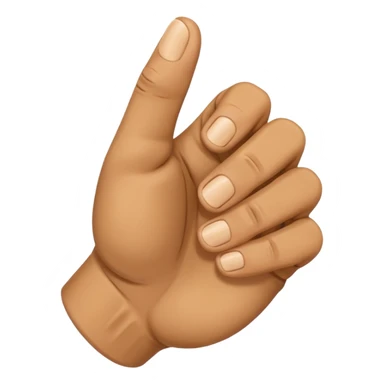 Create an emoji of a right hand. The thumb and middle finger of the right hand are pressed together, with the index finger positioned between them. The remaining fingers are curled into a fist. Add motion lines around the emoji to indicate a downward hand movement. sticker