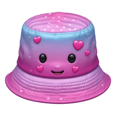 Pink ombre bucket hat with hearts and glitter sticker