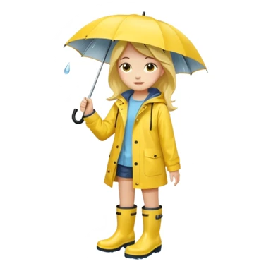 Girl in a yellow raincoat and rain boots sticker