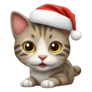 A cute little cat with a christmas hat on sticker