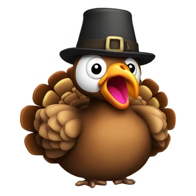 turkey Thanksgiving with pilgrim hat sticker