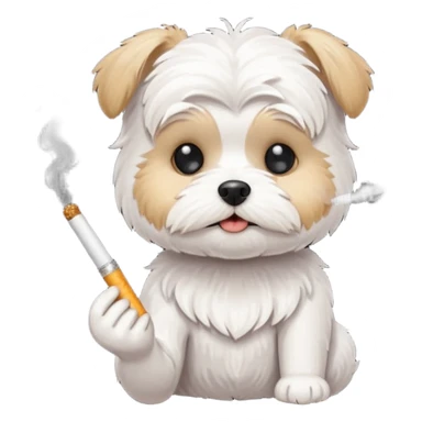 White morkie smoking cig sticker