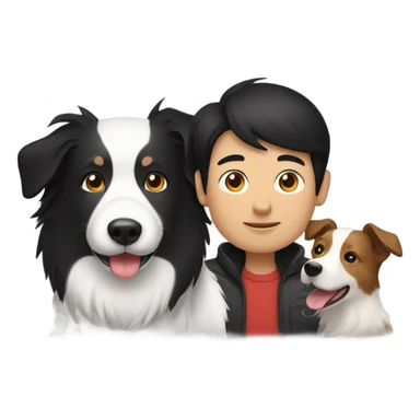A Chinese man holds a border collie sticker
