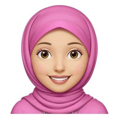 A medium light skin girl with pink hijab smile happily sticker