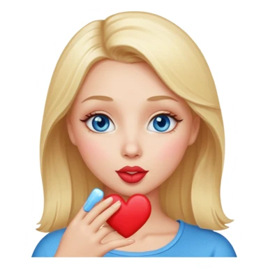 Une femme blonde yeux bleus qui envoi un bisous cœur sticker