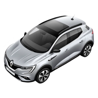 Renault Megane E-Tech electric car, top view, gray color, compact crossover sticker