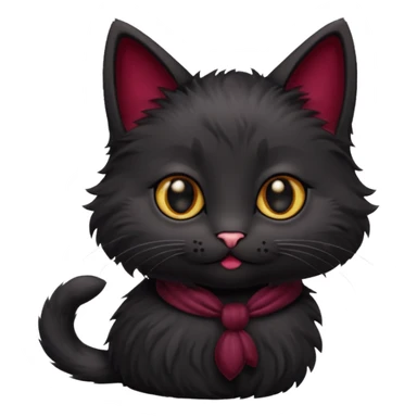 black kitten with a burgundy knot sticker