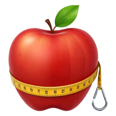 apple with a measuring tape sticker