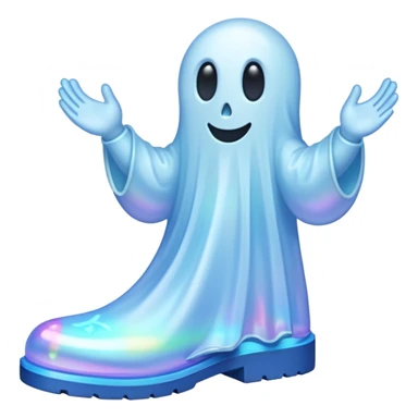 A holographic ghost with two boots sticker