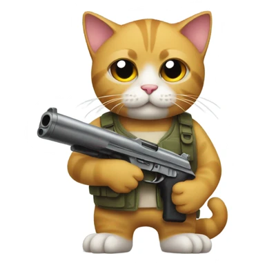 Cat with a gun sticker