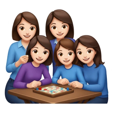 4 brunette friends playing board game sticker
