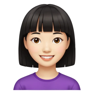 asian girl blunt fringe sticker