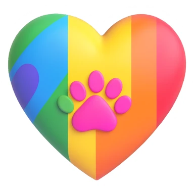 rainbow pride heart with a paw print on top, no text sticker
