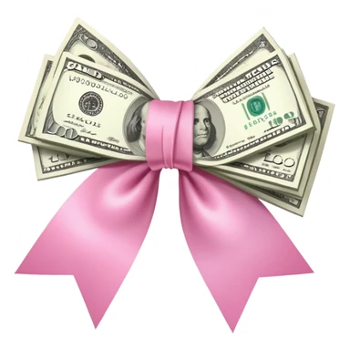Money with pink bow sticker