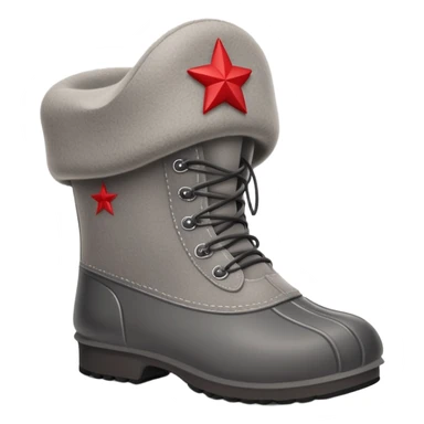 A cute traditional Russian felt boot (valenok) wearing a traditional Russian ushanka hat sticker