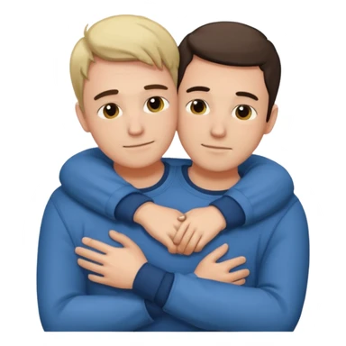Two males hugging for comfort sticker