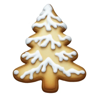 white frosted gingerbread cookie shaped like a pine tree sticker