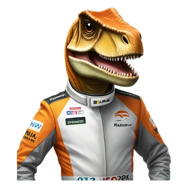 T rex in a McLaren race suit sticker